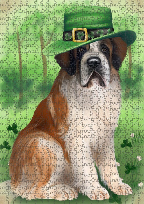 St. Patricks Day Irish Portrait Saint Bernard Dog Puzzle with Photo Tin PUZL51825