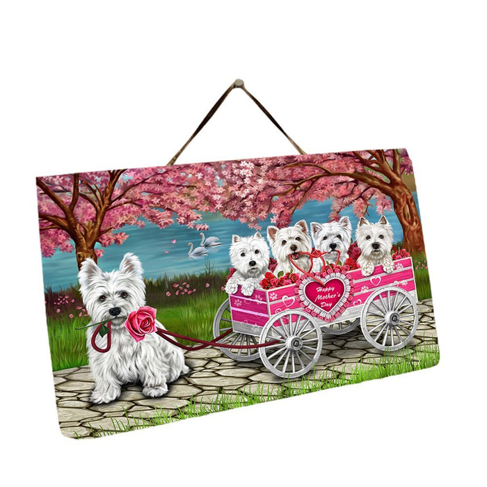Westies Dog with Puppies Mother's Day Hanging Slate