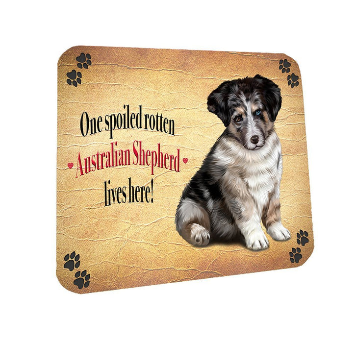 Spoiled Rotten Australian Shepherd Gray Dog Coasters Set of 4