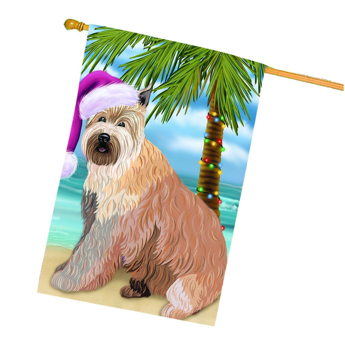 Summertime Happy Holidays Christmas Berger Picard Dog on Tropical Island Beach House Flag