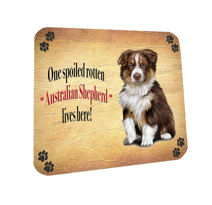 Spoiled Rotten Australian Shepherd Brown Dog Coasters Set of 4