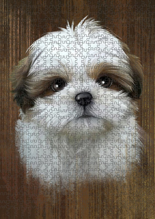 Rustic Shih Tzu Dog Puzzle with Photo Tin PUZL52035