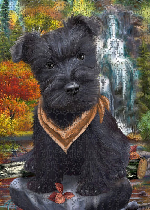 Scenic Waterfall Scottish Terrier Dog Puzzle with Photo Tin PUZL52389