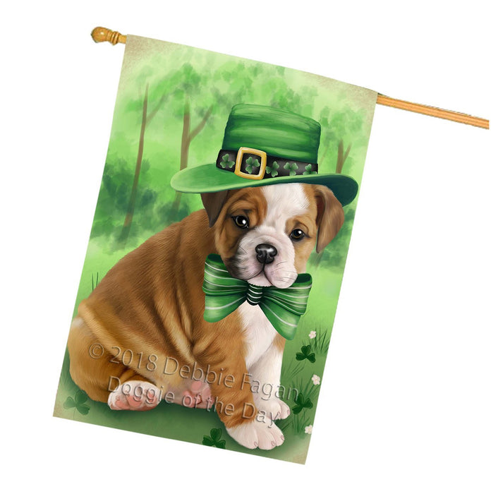 St. Patricks Day Irish Portrait Bulldog House Flag FLG48716