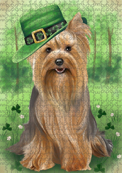 St. Patricks Day Irish Portrait Yorkshire Terrier Dog Puzzle with Photo Tin PUZL52017