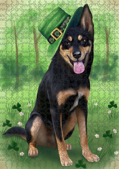 St. Patricks Day Irish Portrait Australian Kelpie Dog Puzzle with Photo Tin PUZL51624