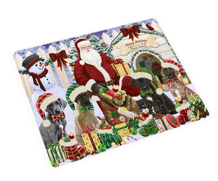 Happy Holidays Christmas Great Danes Dog House Gathering Magnet Mini (3.5" x 2") MAG58431
