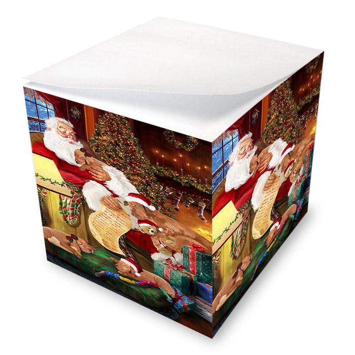 Vizsla Dog and Puppies Sleeping with Santa Note Cube D485