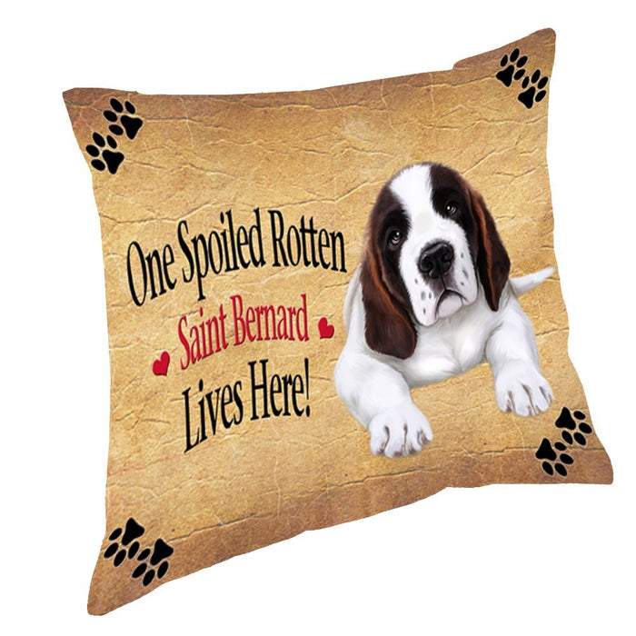 Saint Bernard Spoiled Rotten Dog Throw Pillow