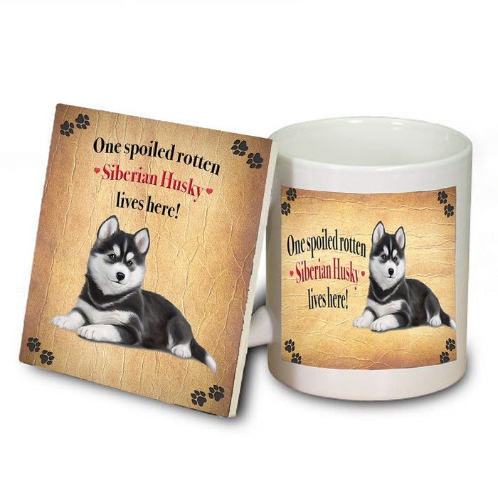 Siberian Husky Spoiled Rotten Dog Coaster and Mug Combo Gift Set