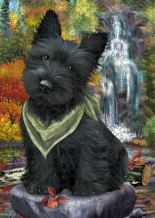 Scenic Waterfall Scottish Terrier Dog Puzzle with Photo Tin PUZL52398