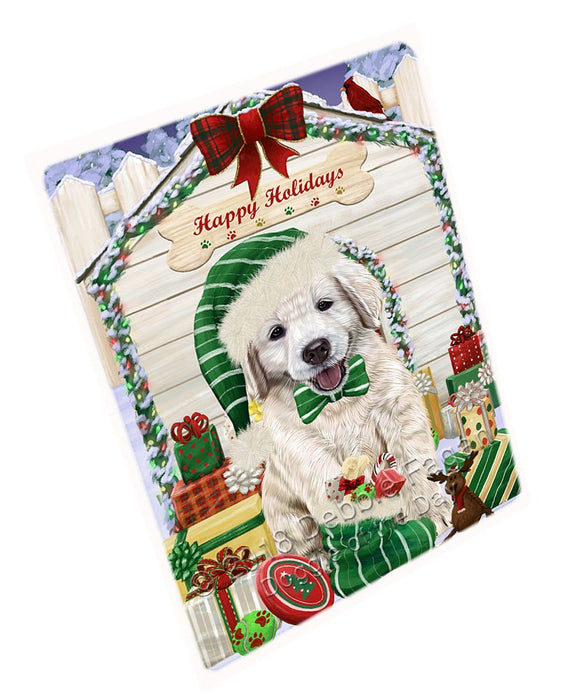 Happy Holidays Christmas Golden Retriever Dog House With Presents Magnet Mini (3.5" x 2") MAG58557