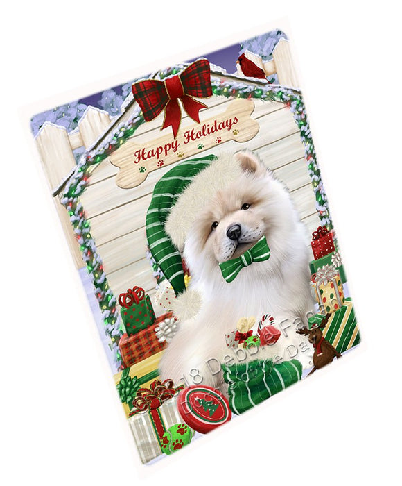 Happy Holidays Christmas Chow Chow Dog House With Presents Magnet Mini (3.5" x 2") MAG58485