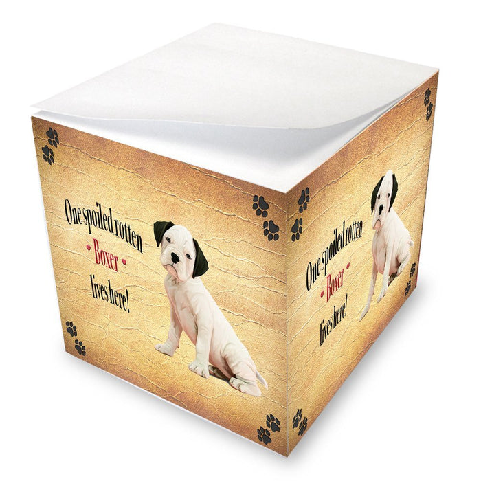 White Boxer Spoiled Rotten Dog Note Cube