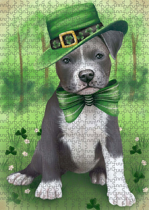 St. Patricks Day Irish Portrait Pit Bull Dog Puzzle with Photo Tin PUZL51741