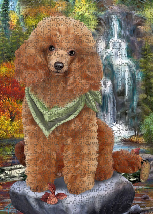 Scenic Waterfall Poodle Dog Puzzle with Photo Tin PUZL52326