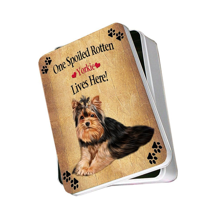 Yorkie Spoiled Rotten Dog Photo Storage Tin