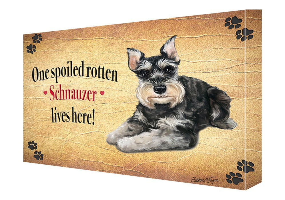Schnauzer Spoiled Rotten Dog Painting Printed on Canvas Wall Art Signed
