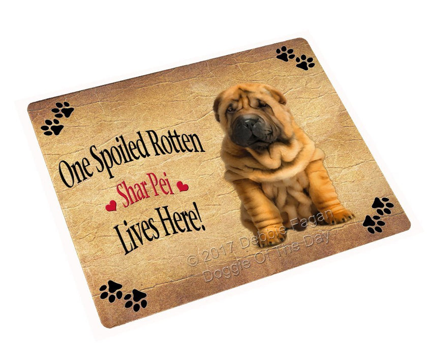 Spoiled Rotten Shar Pei Puppy Dog Tempered Cutting Board (Small)
