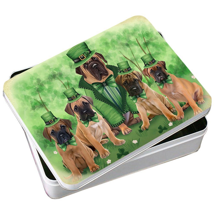 St. Patricks Day Irish Family Portrait Bullmastiffs Dog Photo Storage Tin PITN48756
