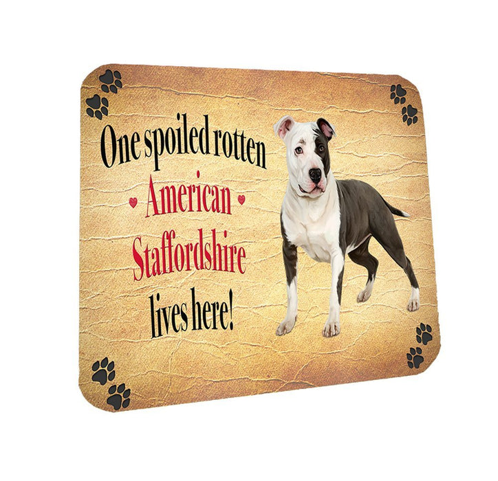 Spoiled Rotten American Staffordshire Dog Coasters Set of 4