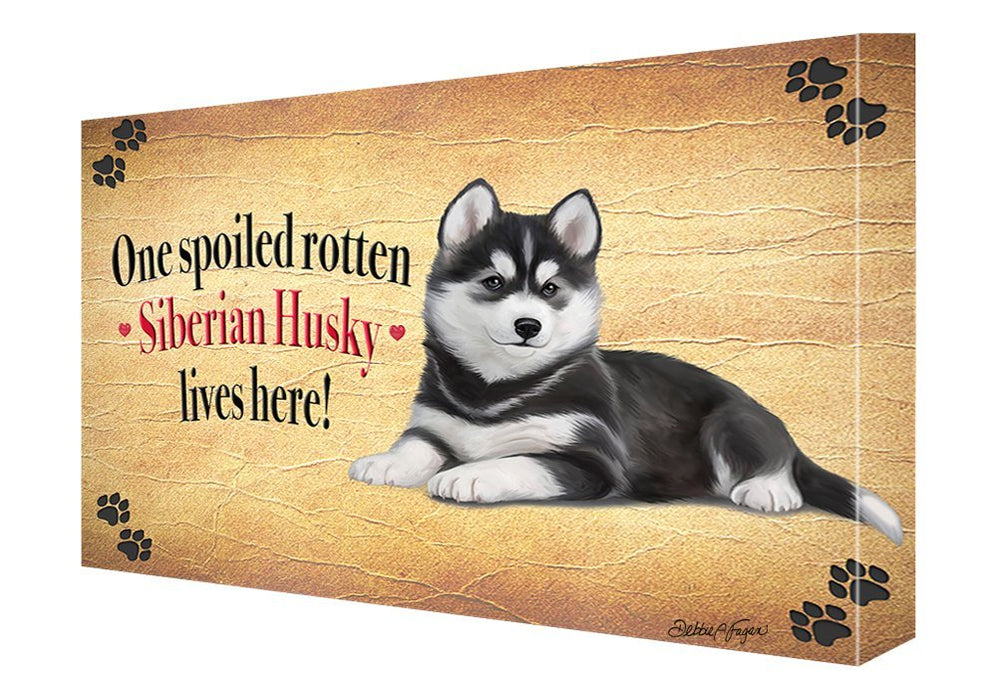 Siberian Husky Spoiled Rotten Dog Painting Printed on Canvas Wall Art Signed