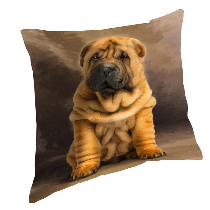 Shar Pei Puppy Dog Throw Pillow