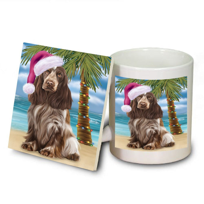 Summertime Cocker Spaniel Dog on Beach Christmas Mug and Coaster Set MUC0599