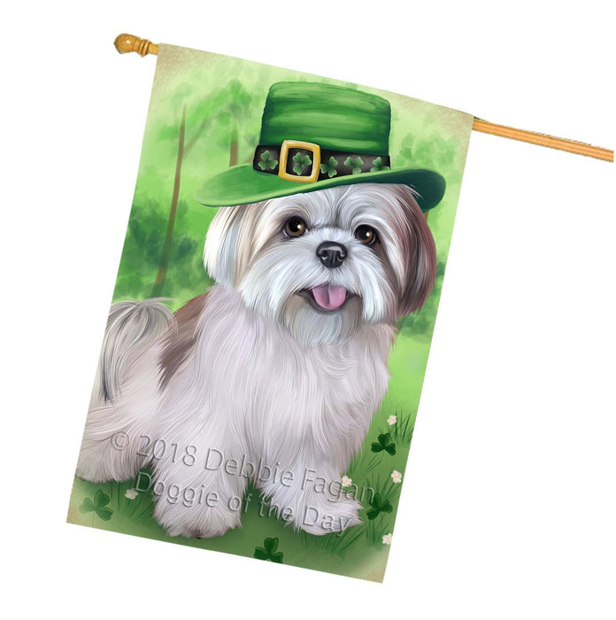 St. Patricks Day Irish Portrait Lhasa Apso Dog House Flag FLG48793