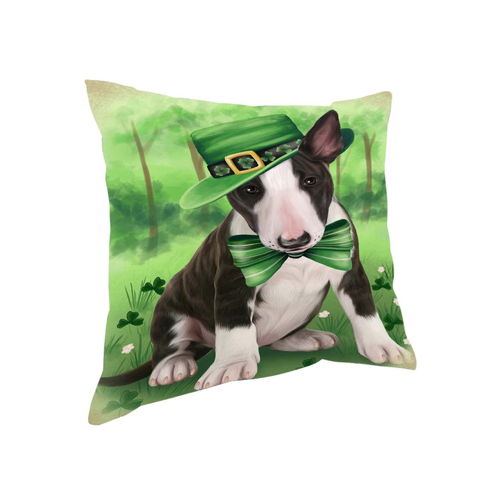 St. Patricks Day Irish Portrait Bull Terrier Dog Pillow PIL50844