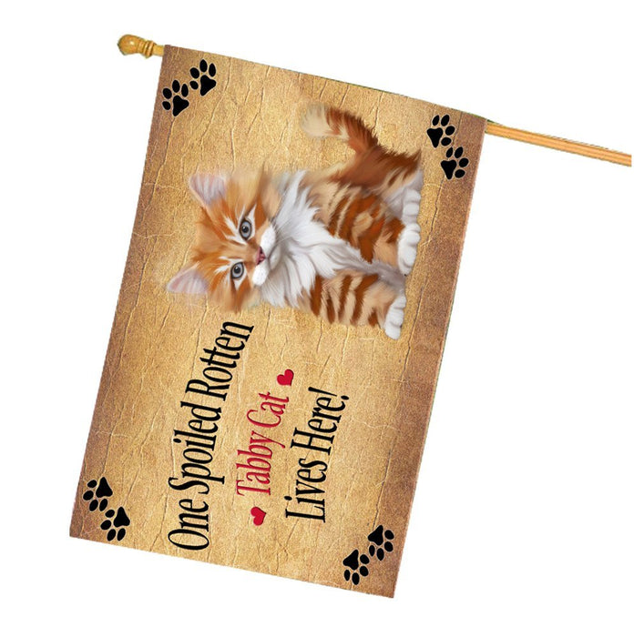 Spoiled Rotten Tabby Cat House Flag