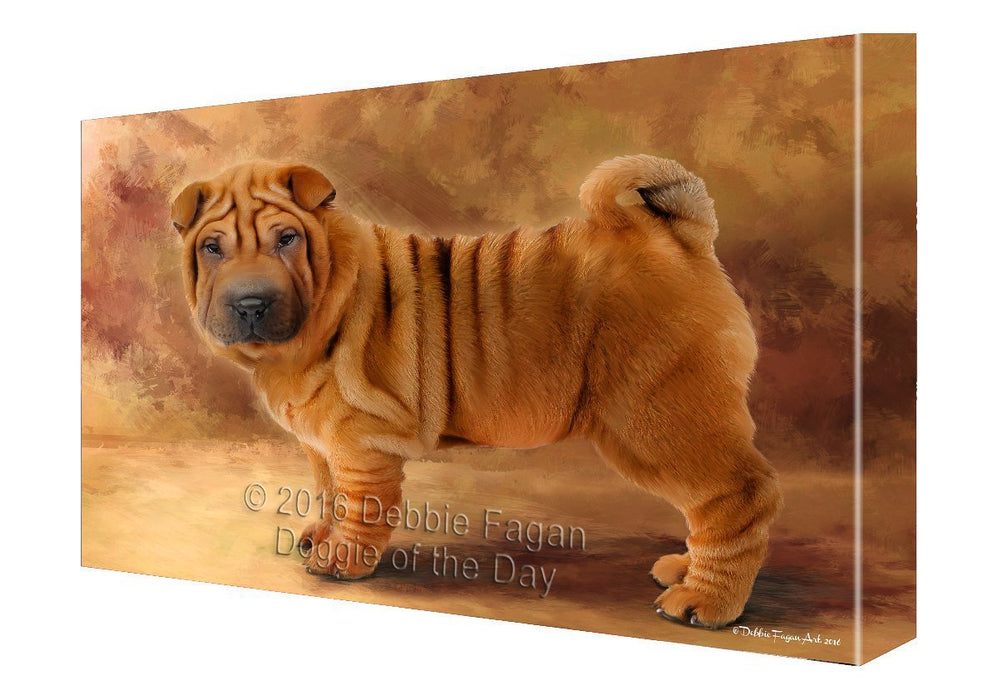 Shar Pei Dog Painting Printed on Canvas Wall Art