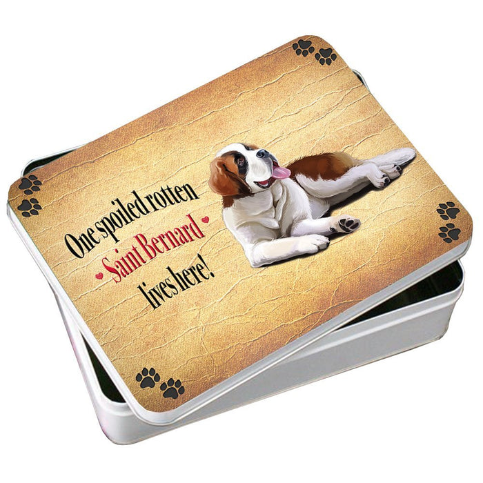 Saint Bernard Spoiled Rotten Dog Photo Storage Tin