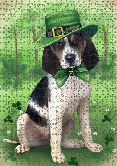 St. Patricks Day Irish Portrait Treeing Walker Coonhound Dog Puzzle with Photo Tin PUZL51969