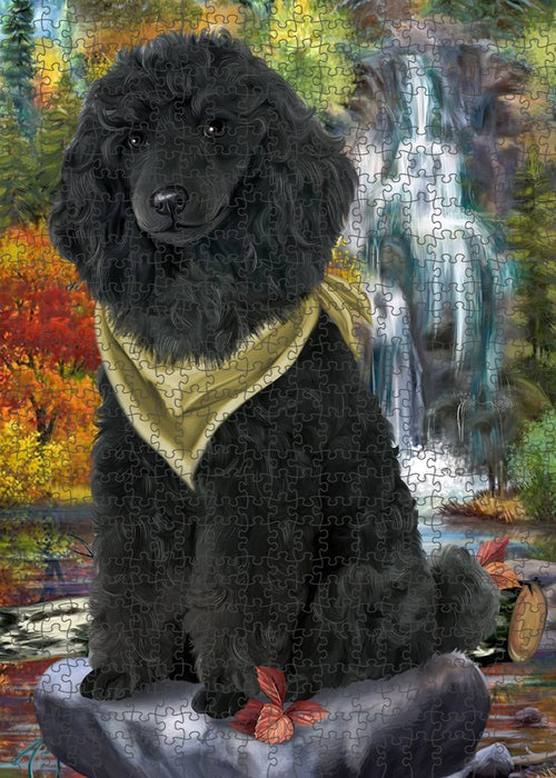 Scenic Waterfall Poodle Dog Puzzle with Photo Tin PUZL52323