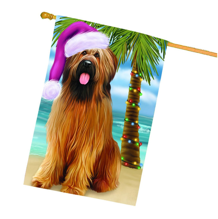 Summertime Happy Holidays Christmas Briards Dog on Tropical Island Beach House Flag