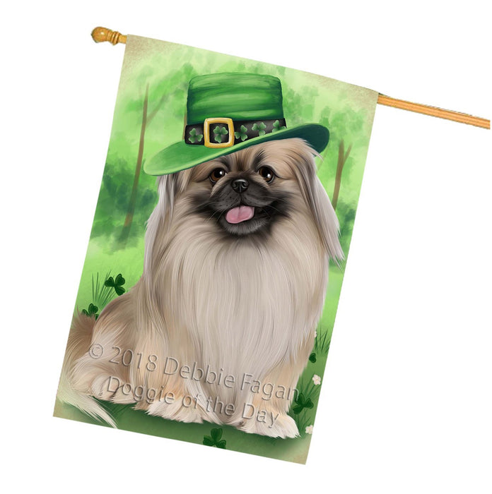 St. Patricks Day Irish Portrait Pekingese Dog House Flag FLG48807
