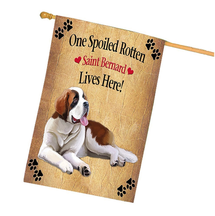 Saint Bernard Spoiled Rotten Dog House Flag