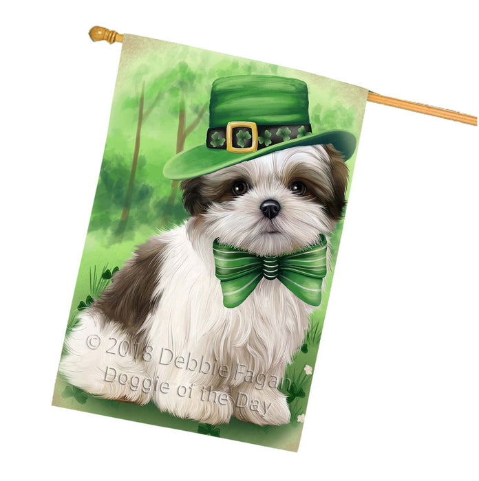 St. Patricks Day Irish Portrait Malti Tzu Dog House Flag FLG48802