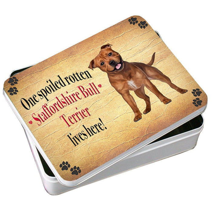 Staffordshire Bull Terrier Spoiled Rotten Dog Photo Storage Tin