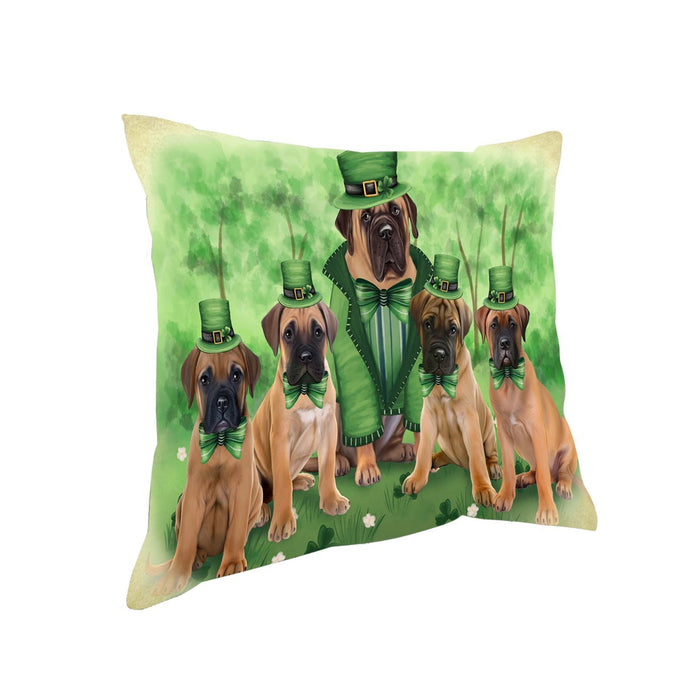 St. Patricks Day Irish Family Portrait Bullmastiffs Dog Pillow PIL50880