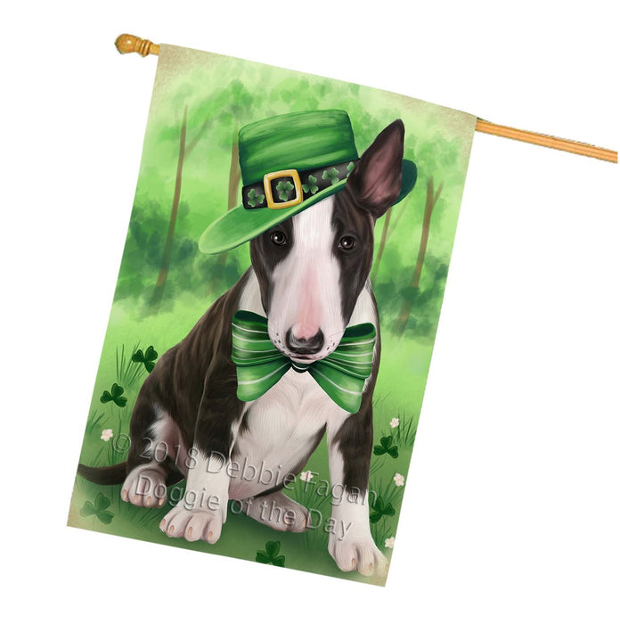 St. Patricks Day Irish Portrait Bull Terrier Dog House Flag FLG48712