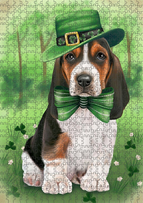 St. Patricks Day Irish Portrait Basset Hound Dog Puzzle with Photo Tin PUZL51633