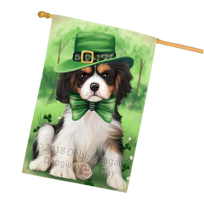 St. Patricks Day Irish Portrait Cavalier King Charles Spaniel Dog House Flag FLG48733