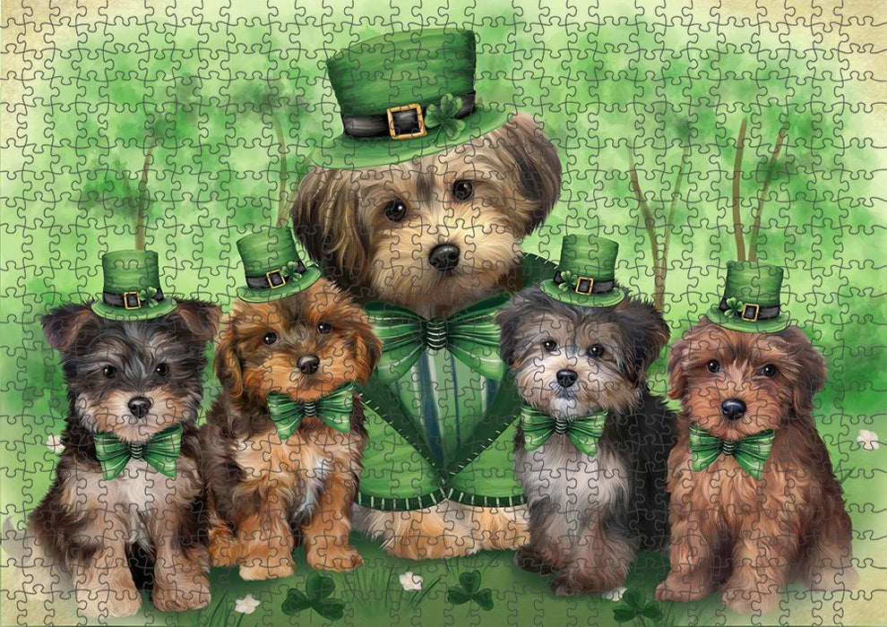 St. Patricks Day Irish Family Portrait Yorkipoos Dog Puzzle with Photo Tin PUZL52002