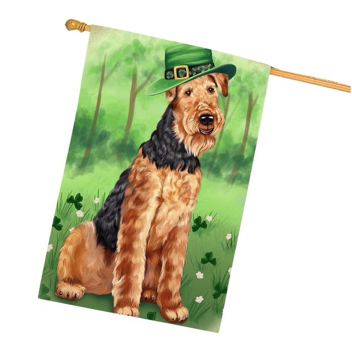 St. Patricks Day Irish Portrait Airedale Terrier Dog House Flag FLG48459