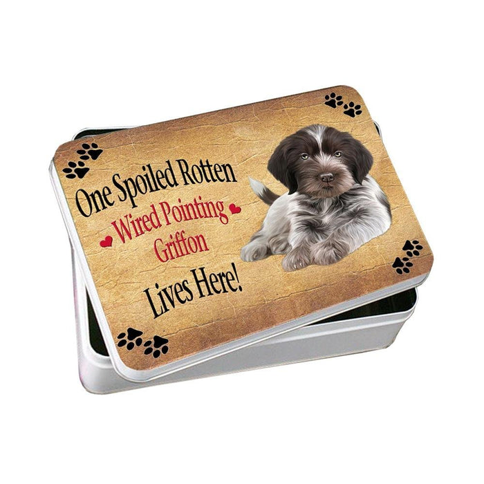 Wirehaired Pointing Griffon Puppy Spoiled Rotten Dog Photo Storage Tin