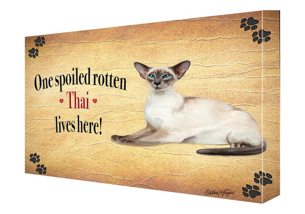 Thai Spoiled Rotten Cat Painting Printed on Canvas Wall Art Signed