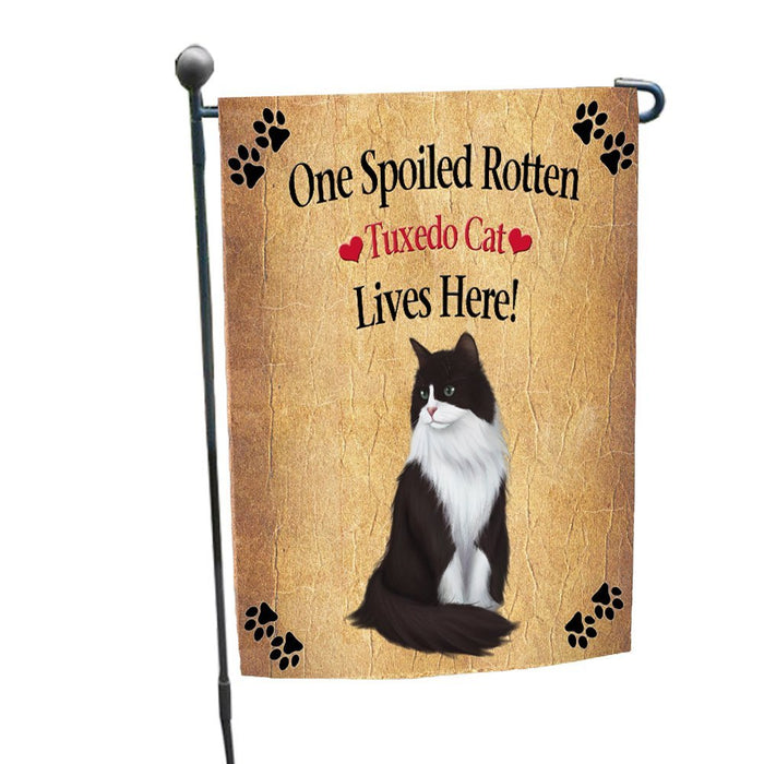 Spoiled Rotten Tuxedo Cat Garden Flag
