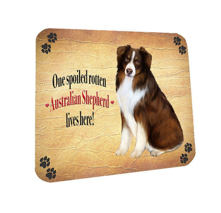 Spoiled Rotten Australian Shepherd Dog Coasters Set of 4